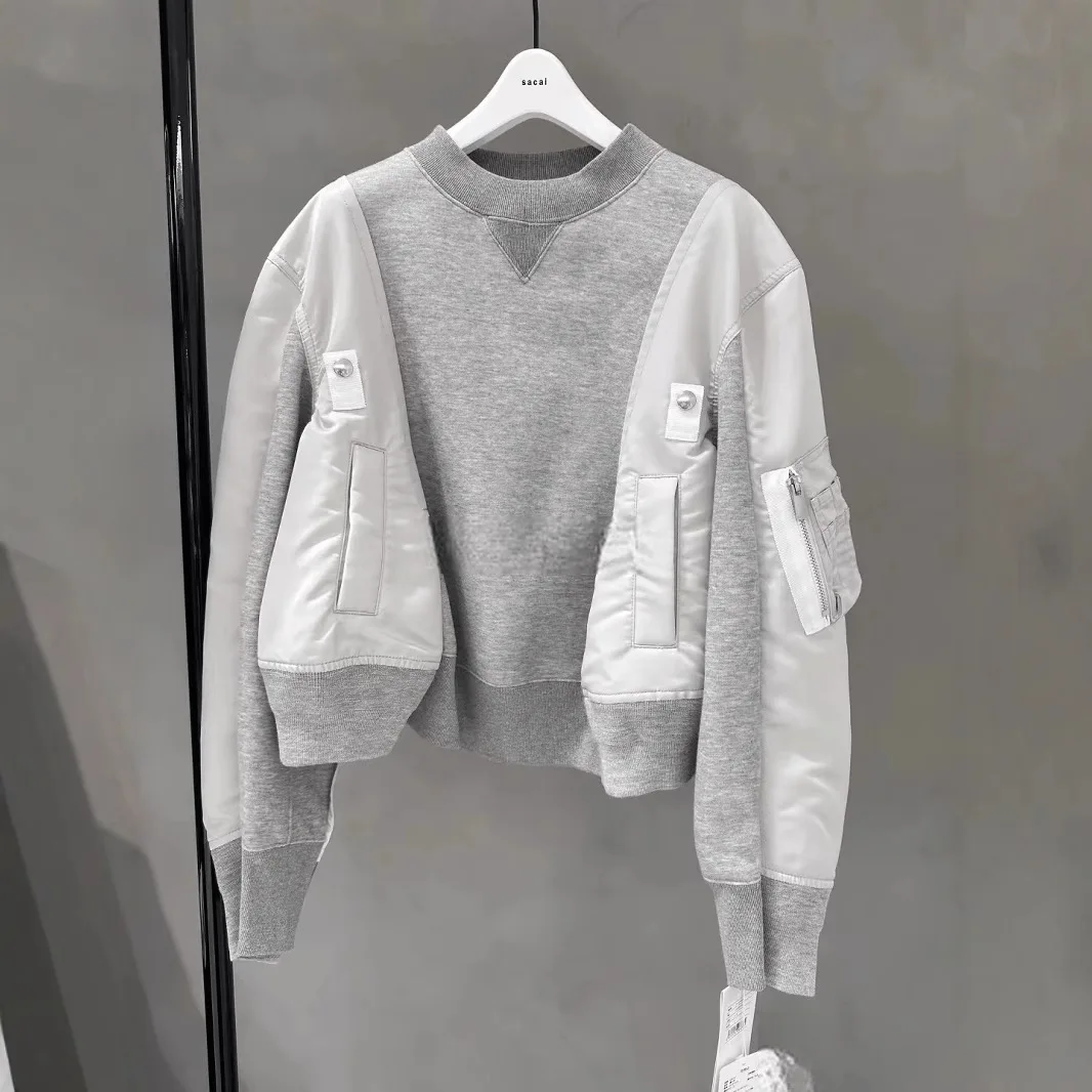 سترة نسائية بغطاء للرأس بسحاب مقسمة جديدة لعام 2025 سترة فضفاضة غير رسمية برقبة دائرية