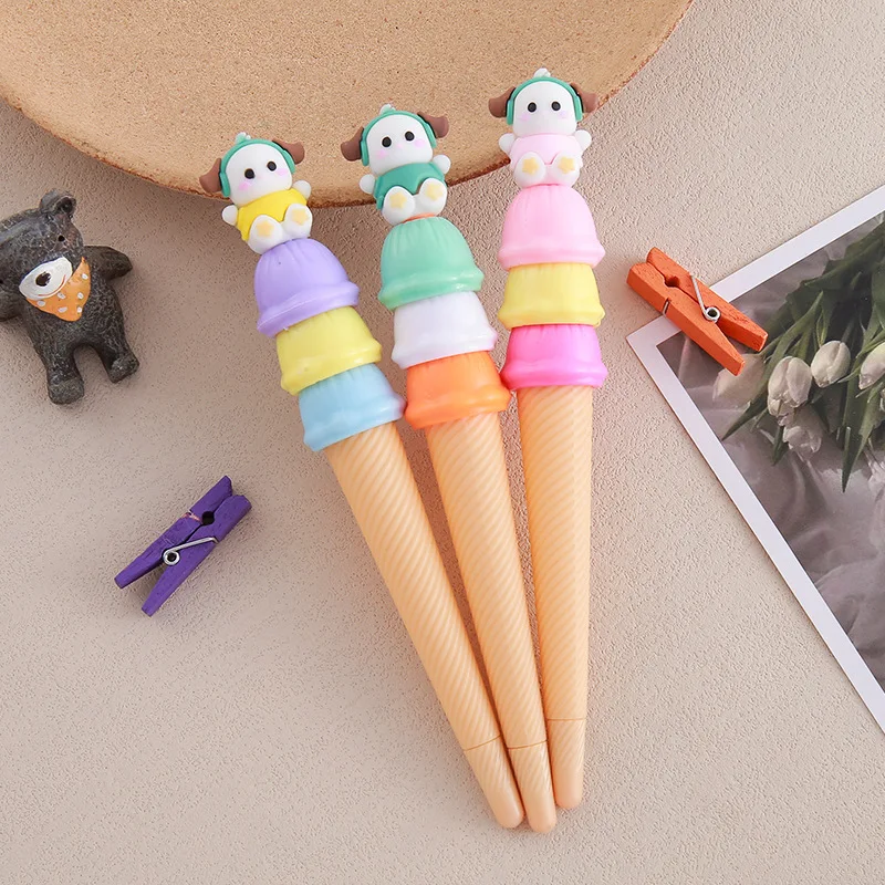 36PCS Cartoon Penguin Haagen-Dazs Neutral Pen Creative Stationery Student Cone Water-based Pen Ice Cream Modeling Signature Pen