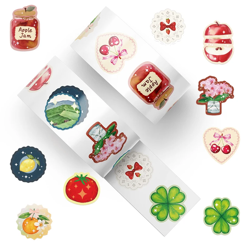 500 قطعة من ملصقات لف الفاكهة على شكل عنصر كرتوني، ملصقات فنية جمالية للكمبيوتر المحمول، خوذة زجاجة مياه للهاتف، شارات تزيين مقاومة للماء #2