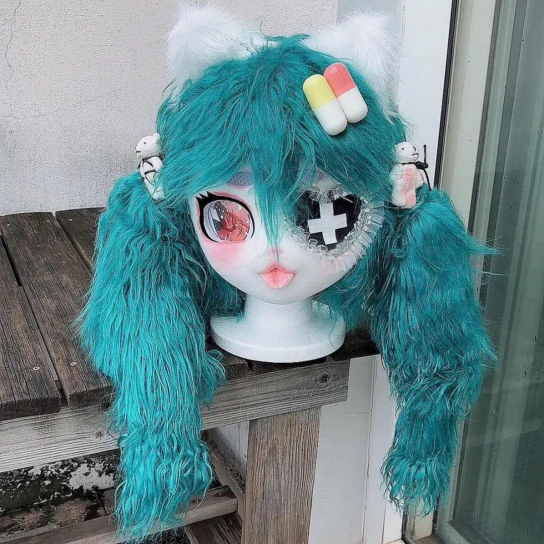 

Fursuits Head Cat Gothic Lolita Headpiece Furry Cosplay Costumes Animal Furries Partial Fursuit Lolita Party Full Head Mask