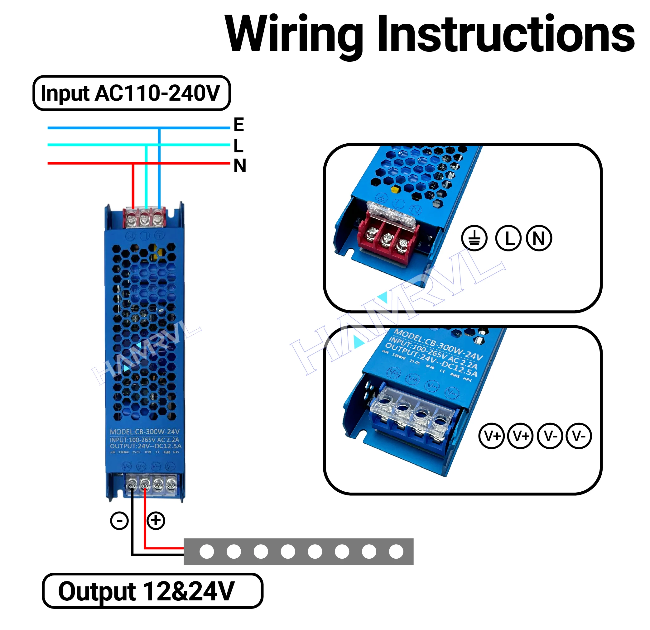 Ultra thin Lighting Transformers for LED strips constant power supply driver 110V220V to DC 12v/24v 45W 60W 100W 150W 200W 300W