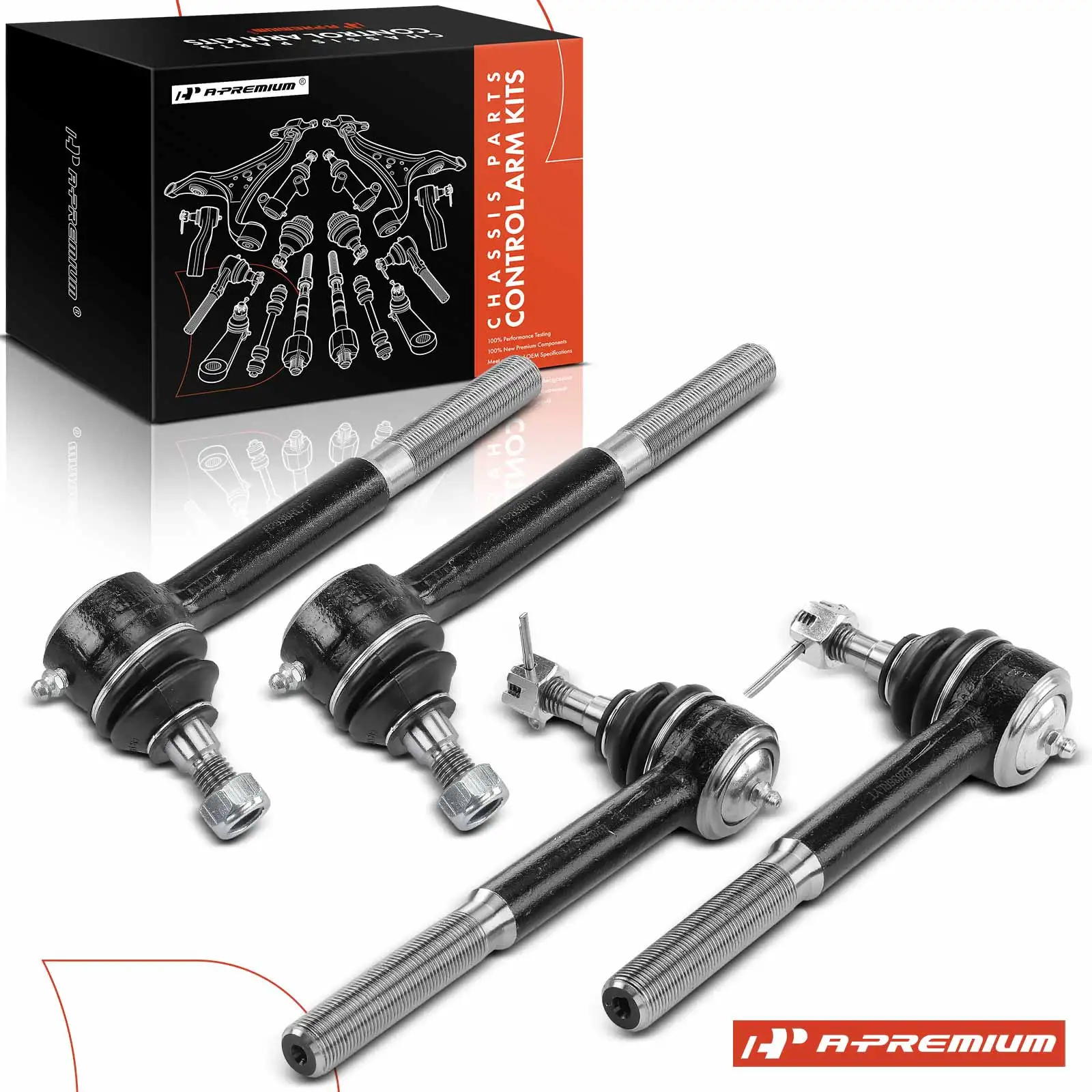 A-Premium 4x Inner & Outer Tie Rod End for Chevrolet Tahoe 1995-2000 K1500 Suburban K2500 Suburban 1992-1999 GMC Yukon 1992-2000