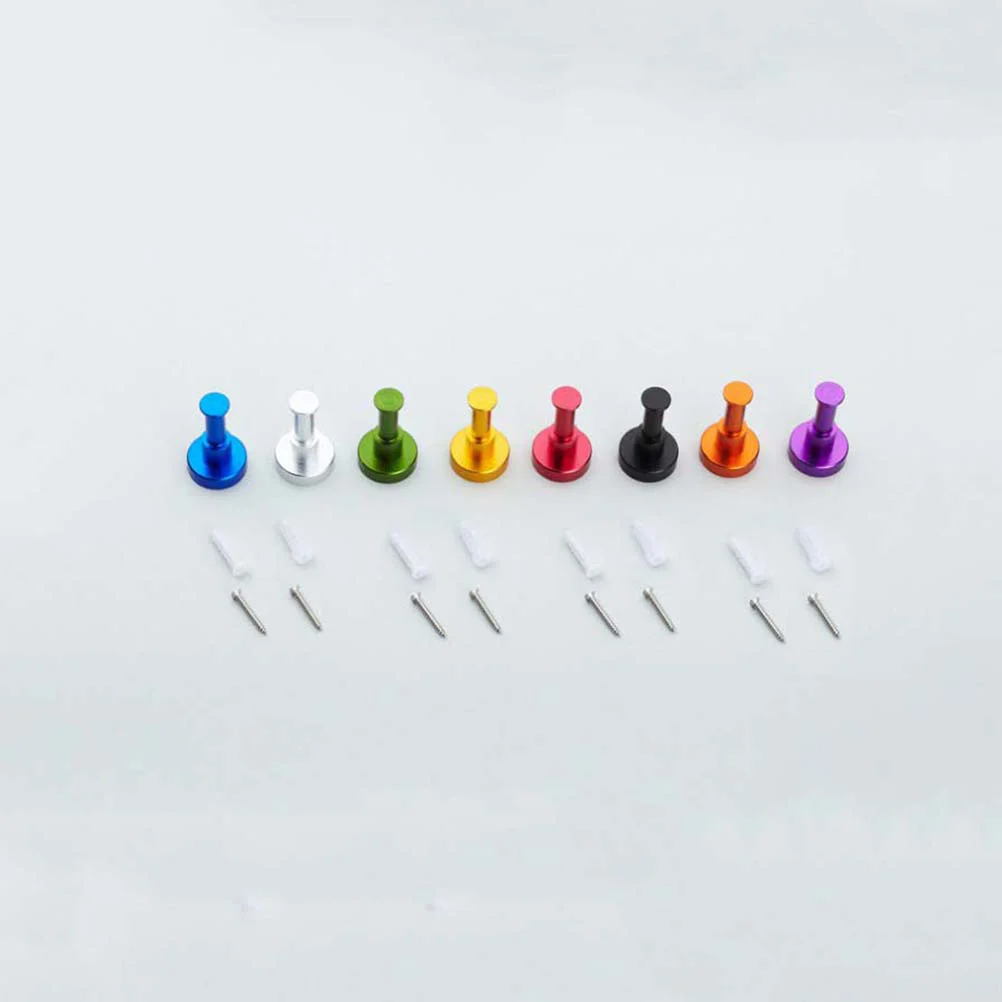 10pcs Solid Aluminium Wall Hooks Rust Resistant Bathroom Kitchen Towel Holder Random Color Easy Install Coating