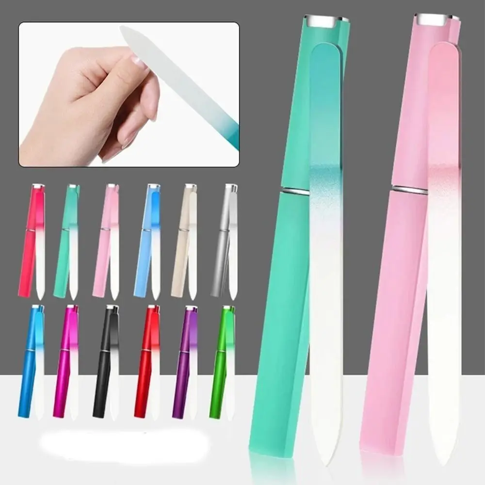 With Case Nail File Professional Crystal Glass Nail Tools Buffer Files Manicure Beauty Tools Manicure Polishing Unisex