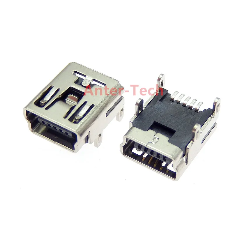 Mini USB Type B 5-Pin Female Socket Right Angle DIP Jack Connector Plug-in