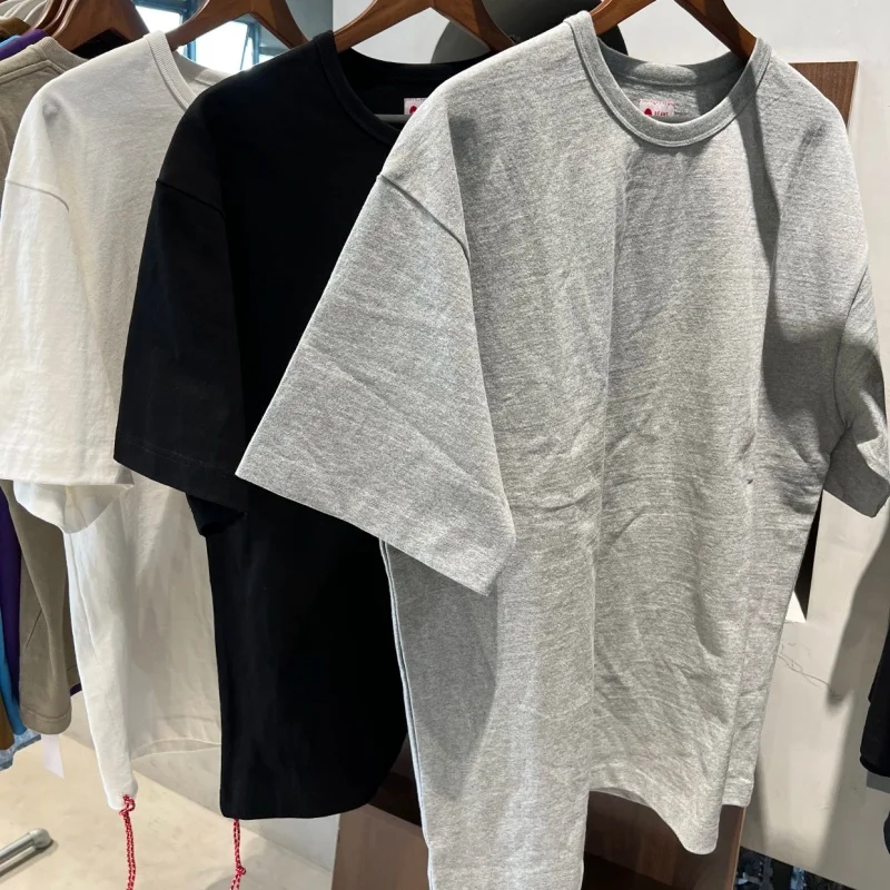 

100% Cotton Summer Blank Beams Tshirt Red Rope Basic Short Sleeve Men Women Cleanfit Breathable Unisex Round Neck Top Streetwear