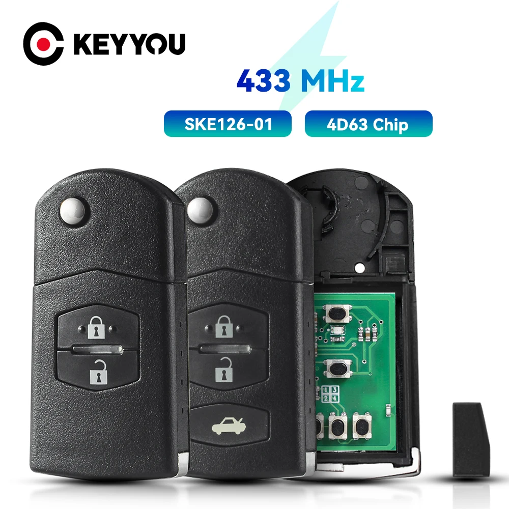 

KEYYOU Car Remote Key Fit for MAZDA SKE126-01 for 2 M2 Demio / 3 M3 Axela/ 5 M5 Premacy / 6 M6 Atenza / 8 M8 MPV 2/3 Buttons