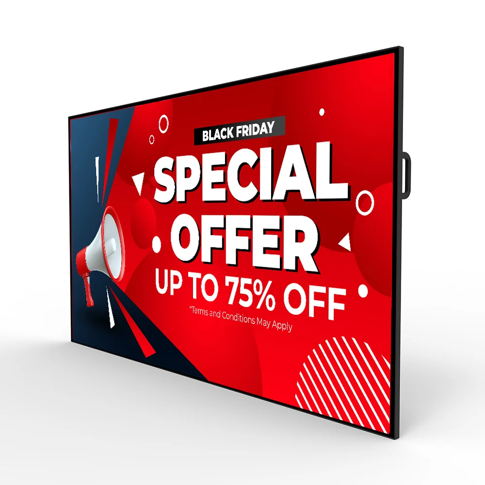 32 to 98 inch 24/7 intelligent interactive screen indoor menu board LCD digital signage and display wall mounted digital signage