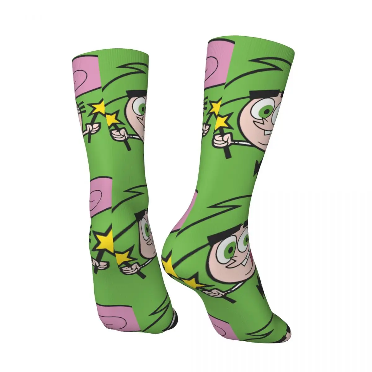 Happy Funny Cosmo And Wanda Men's Socks Vintage Harajuku The Fairly Odd Parents Hip Hop Novelty Casual Crew Crazy Sock