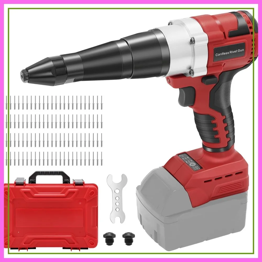 

Cordless Rivet Gun Tool for Mil-Waukee 18V Max Battery, Brushless Electric Automatic Rivet Gun for Rivets 1/8'', 5/32'', 3/16", Led Light, for Metal, Plastic and Leather