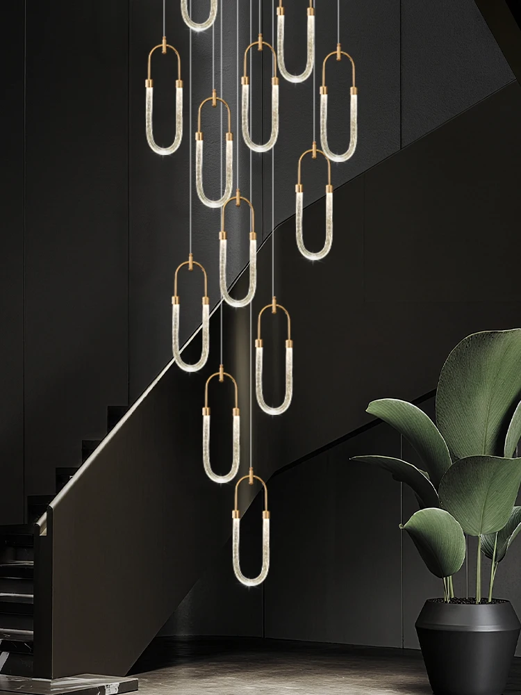 

Modern Staircase Chandelier Luxury Crystal Living Room Staircase Ceiling Chandelier Villa Loft Pendant Light Home Decoration