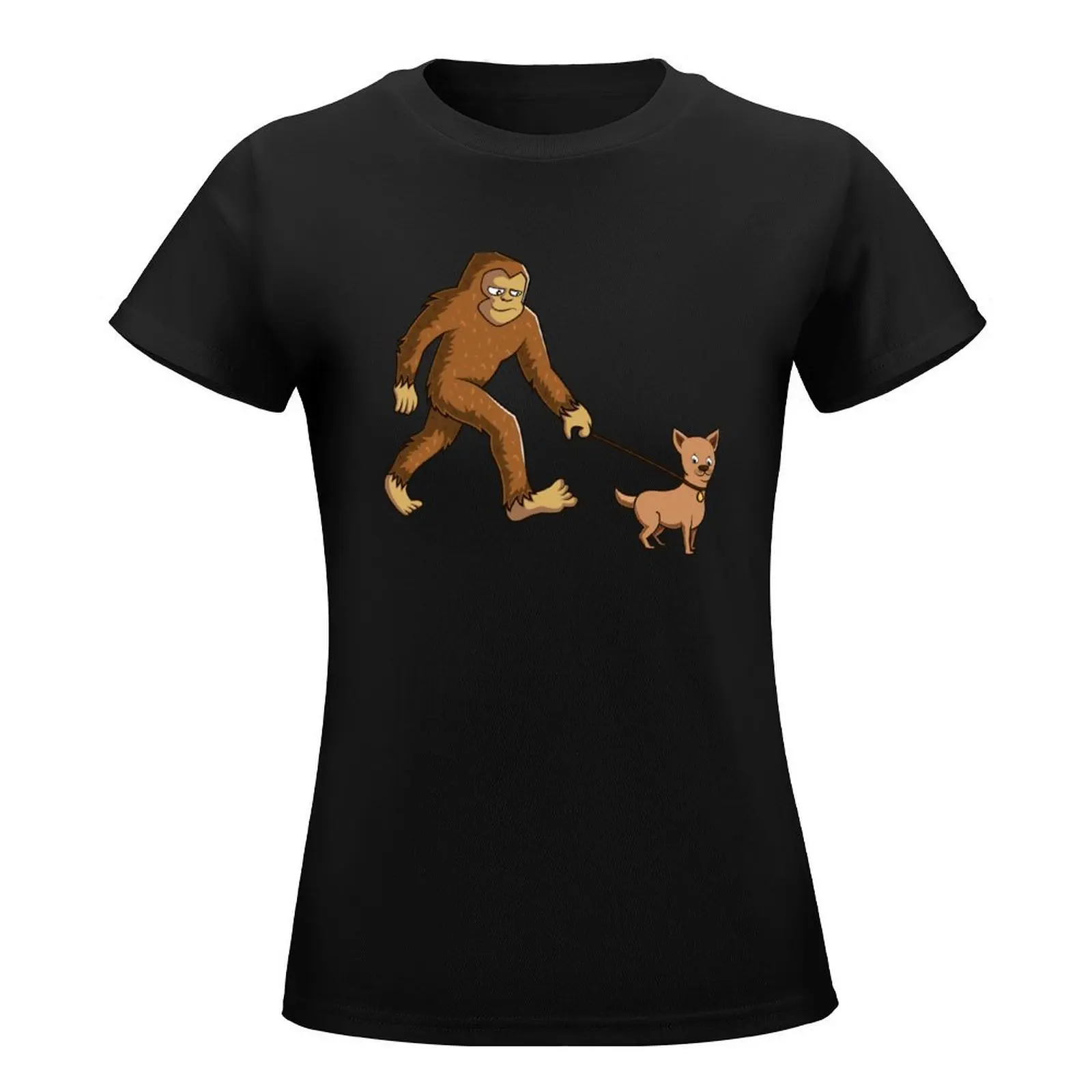 UFO Believer Sasquatch Bigfoot Walking Chihuahua Dog T-Shirt tops shirts graphic tees kawaii clothes t-shirts for Women cotton