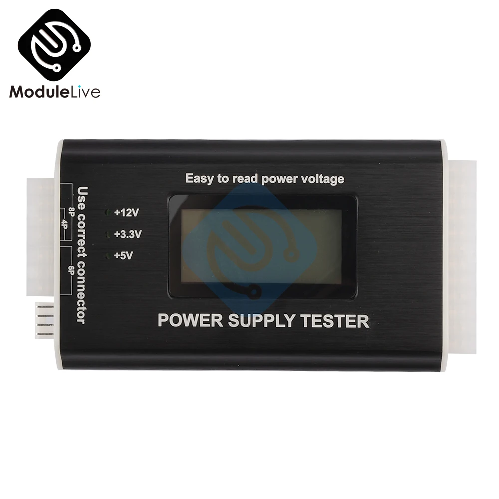 

Digital LCD Power Supply Tester for PC 20/24 Pin 4 PSU ATX BTX SATA HDD for Battery Tester Power Measuring Diagnostic Tester