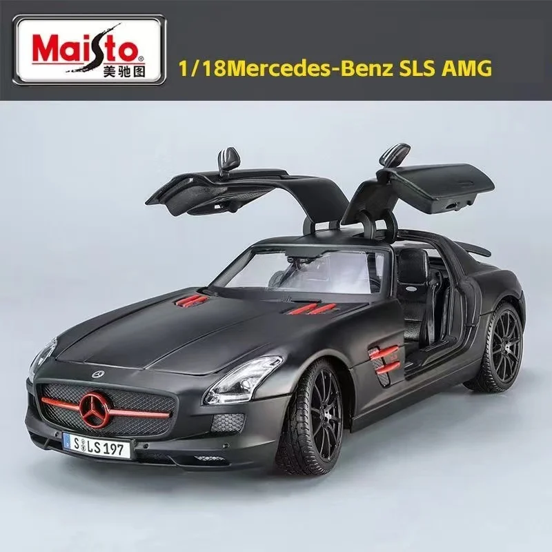 لعبة نموذج معدني من ميستو ديكاست ، مركبة بمحرك من السبائك السوداء ، مرسيدس بنز SLS AMG ، أسود غير لامع ، هدايا ،