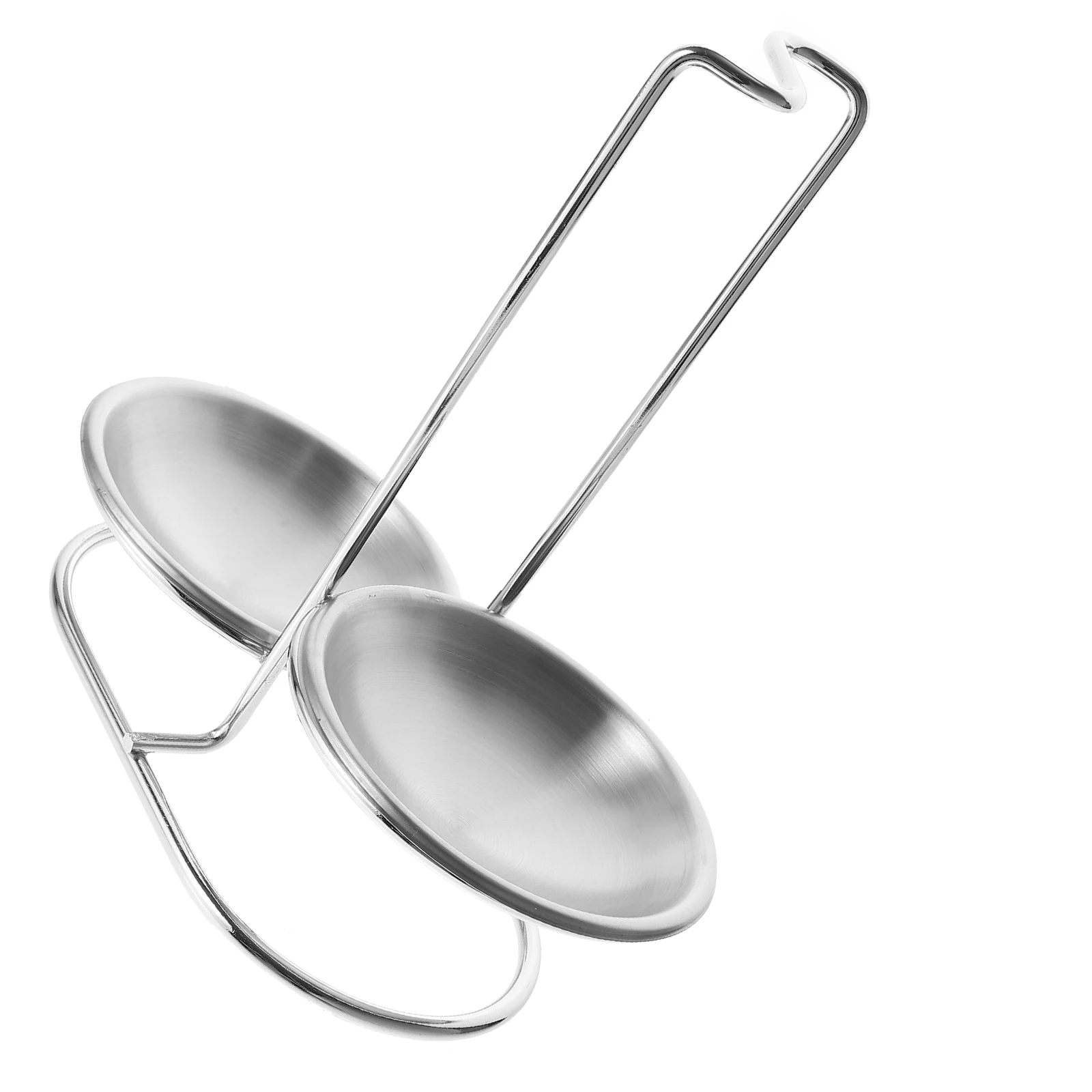

1 set 1 Set Standing Ladle Rest Stainless Steel Soup Spoon Holder 2 Bowls Kitchen Utensil Rack Sturdy Spoon Stand Home