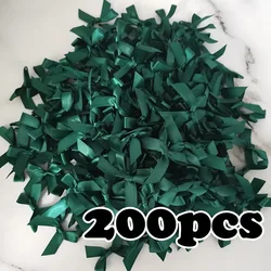 (200 Pcs) Green Ribbon Bows Small Size Polyester Satin Ribbons Bow Flower DIY Craft Decoration