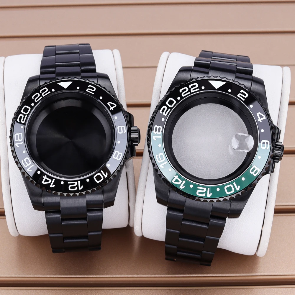 

40mm Mechanical Watch Case Bracelet Ceramic Insert Sapphire For GMT NH35 NH36/34 Miyota8215 ETA2824 28.5mm Dial Steel Watch Case