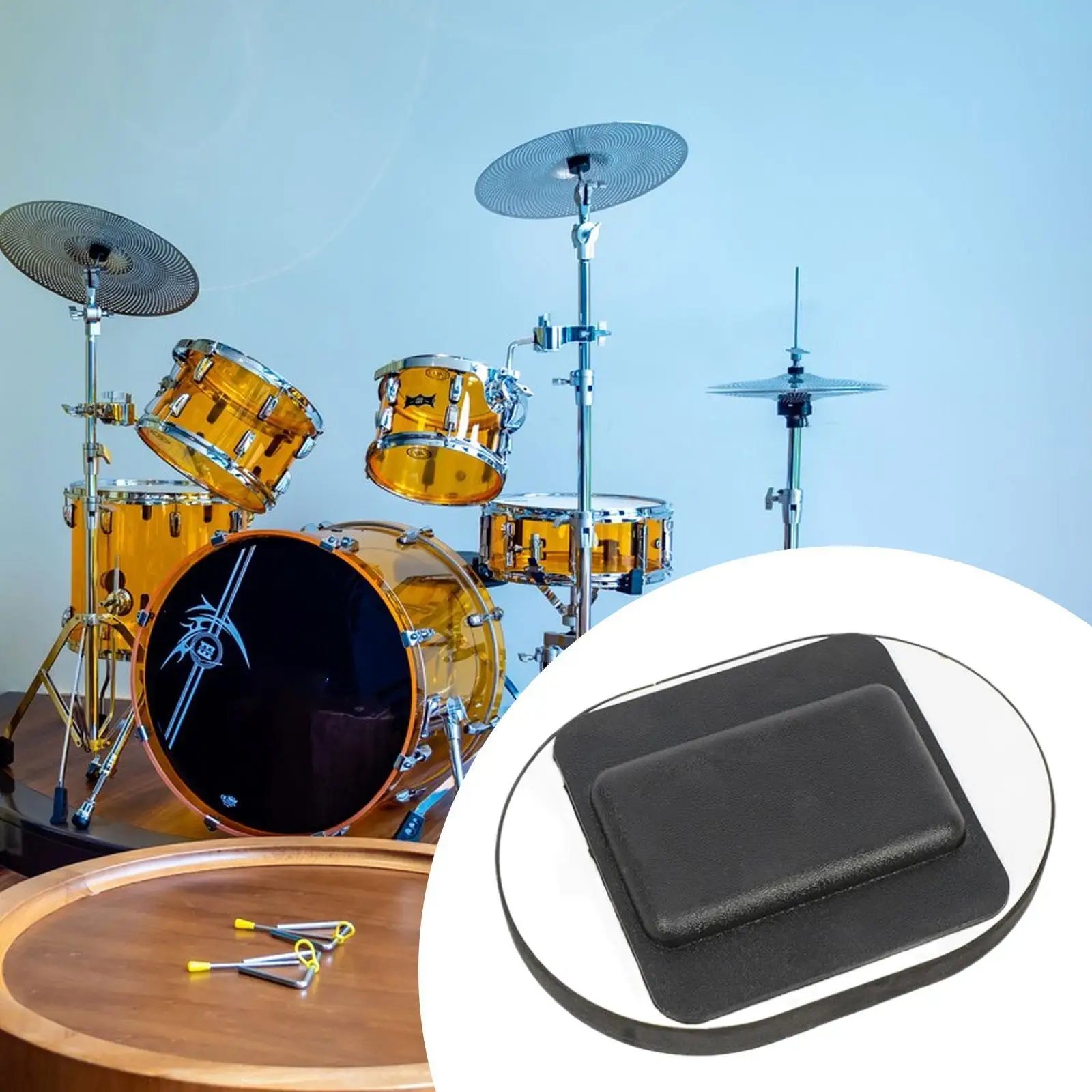 Drum Mutes Kick Pad Silent Bass Dampener Rubber Wood Practice Percussion Accessory for 18 22 Inch Drums