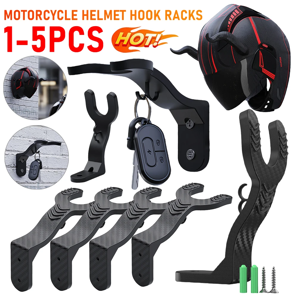 1-5PCS Motorcycle Helmet Hook Racks Multipurpose Wall-Mounted Luggage Jacket Storage Holder Helmet Display Hanger Stand For Home