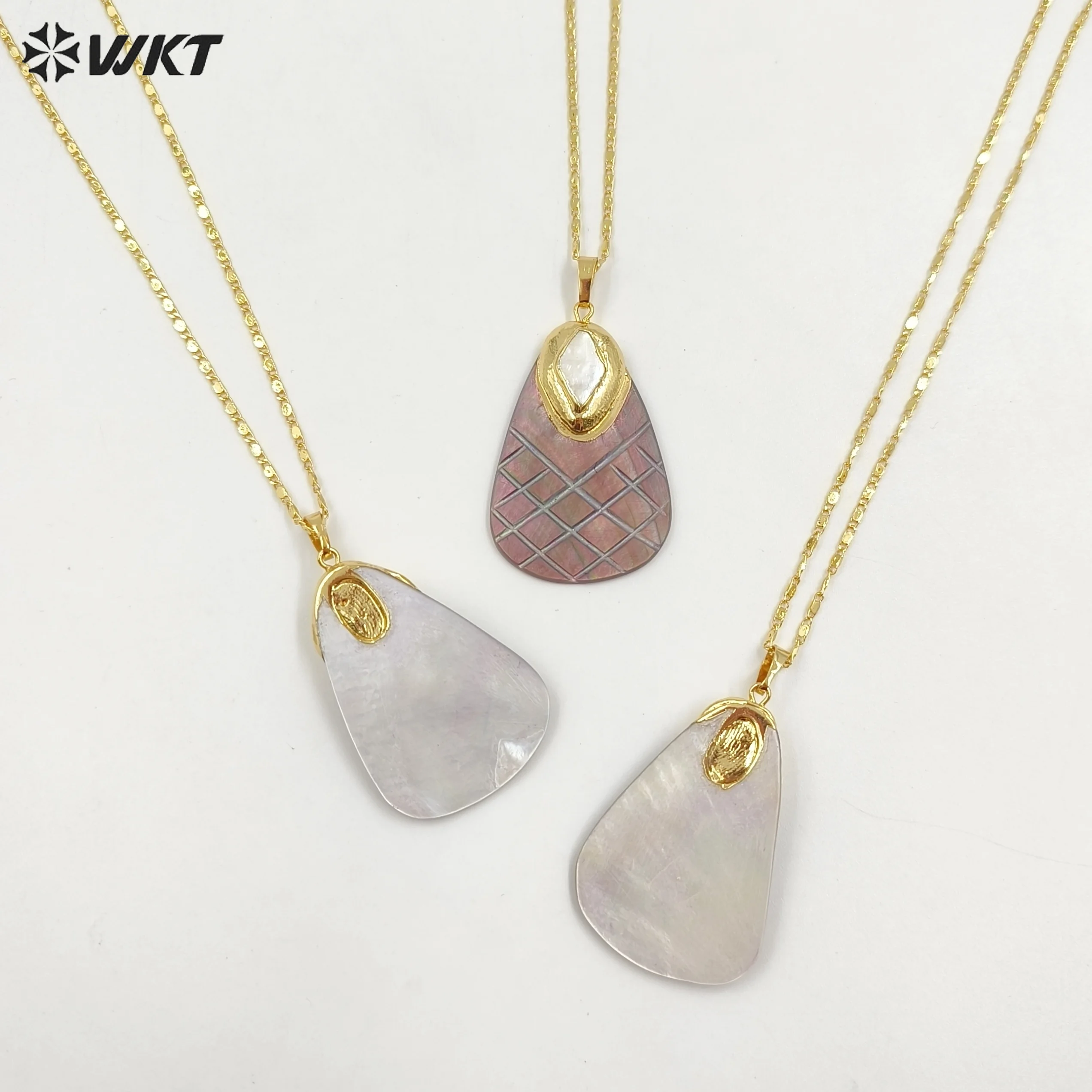 WT-JN307 Retro Simple Elegant Pearl Shell Necklace With 18k Real Gold Plated For Women Anniversary Party
