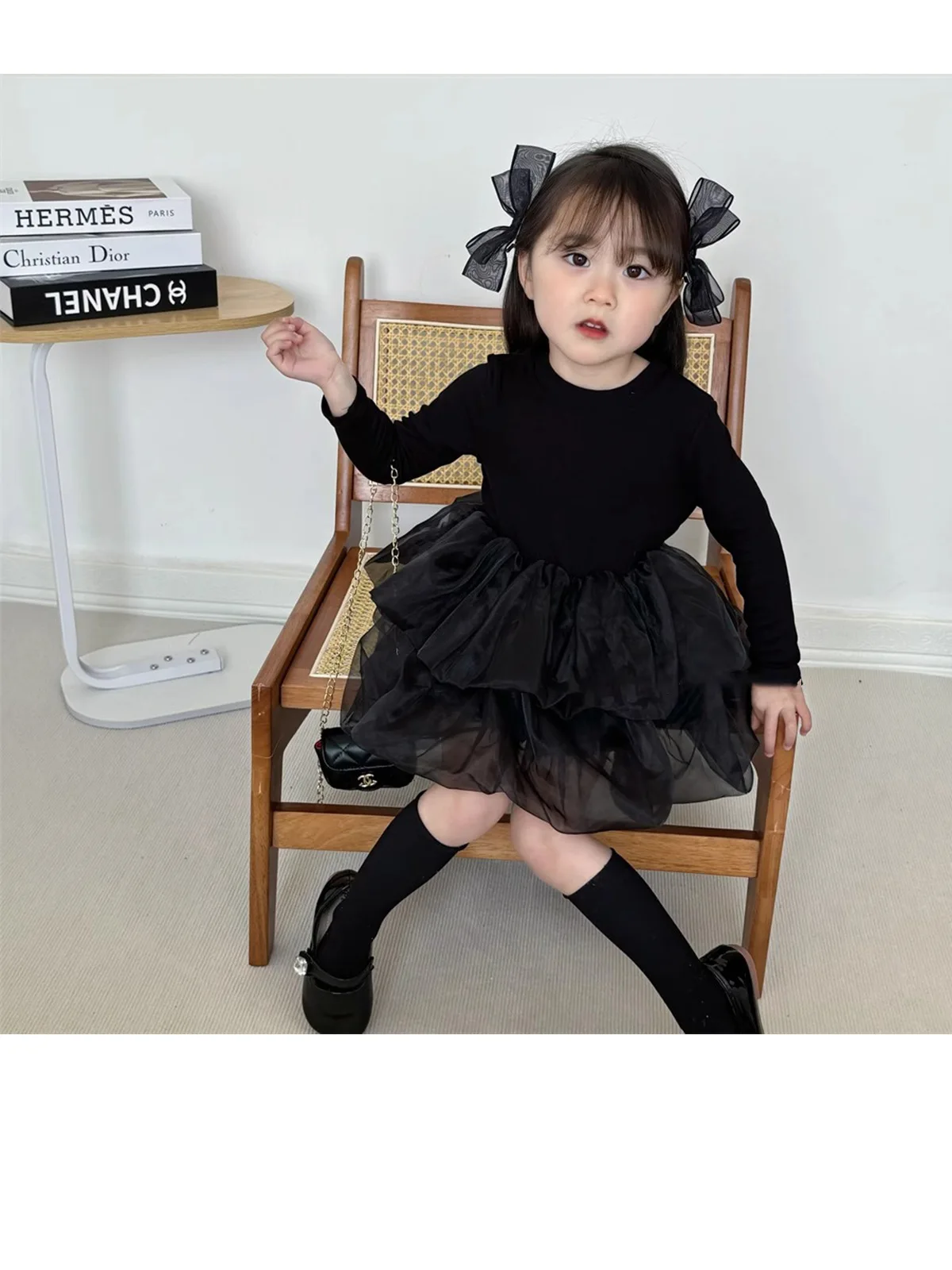 Frühling Herbst Langarm Prinzessinnenkleid für Mädchen, Schülerinnen-Tüllkleid, Leichtes, Bequemes Kinder-Freizeitkleid – Detail 9