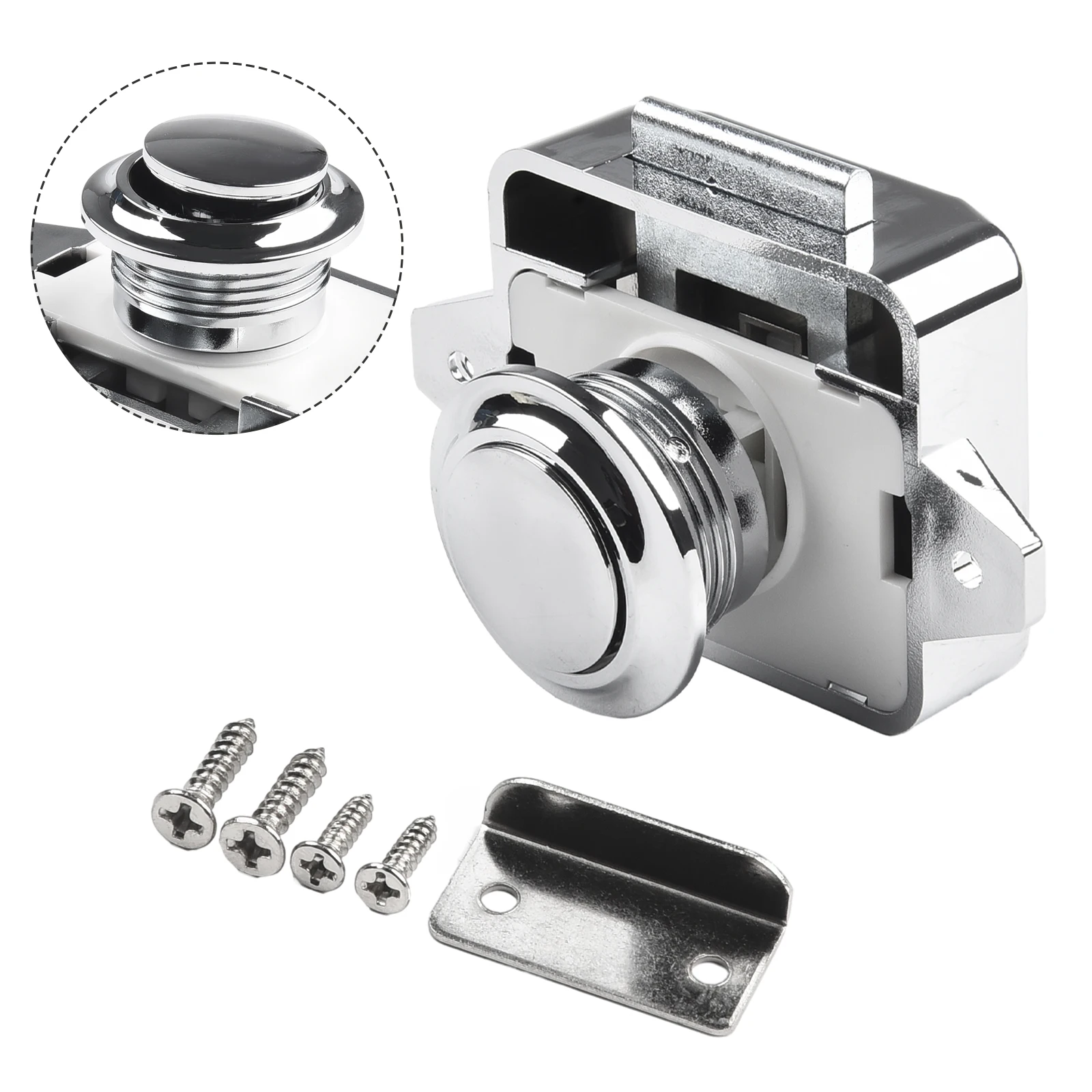 Car Push Button Catch Lock Cupboard Door Catch Keyless Cupboard Lock For Motorhome Cabinet Camper Caravan Latch Knob
