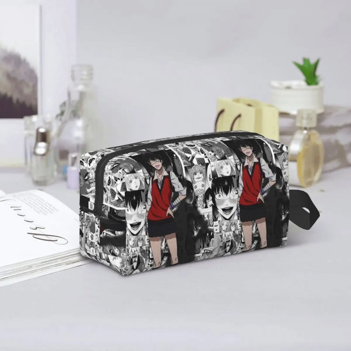 Ikishima Midari Kakegurui Japan Anime Makeup Bag Cosmetic Organizer Storage Dopp Kit Toiletry Cosmetic Bag for Women Beauty