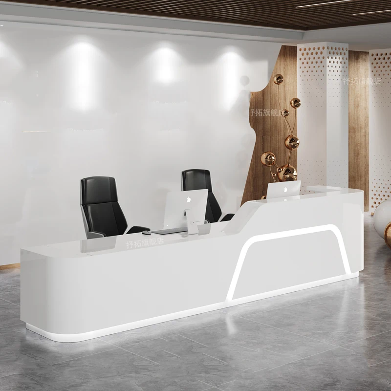 White Cash Cashier Reception Desk Spa Salon Supermarket Clinic Wood Reception Desk Hotel Meuble Caisse Commercial Furniture HDH