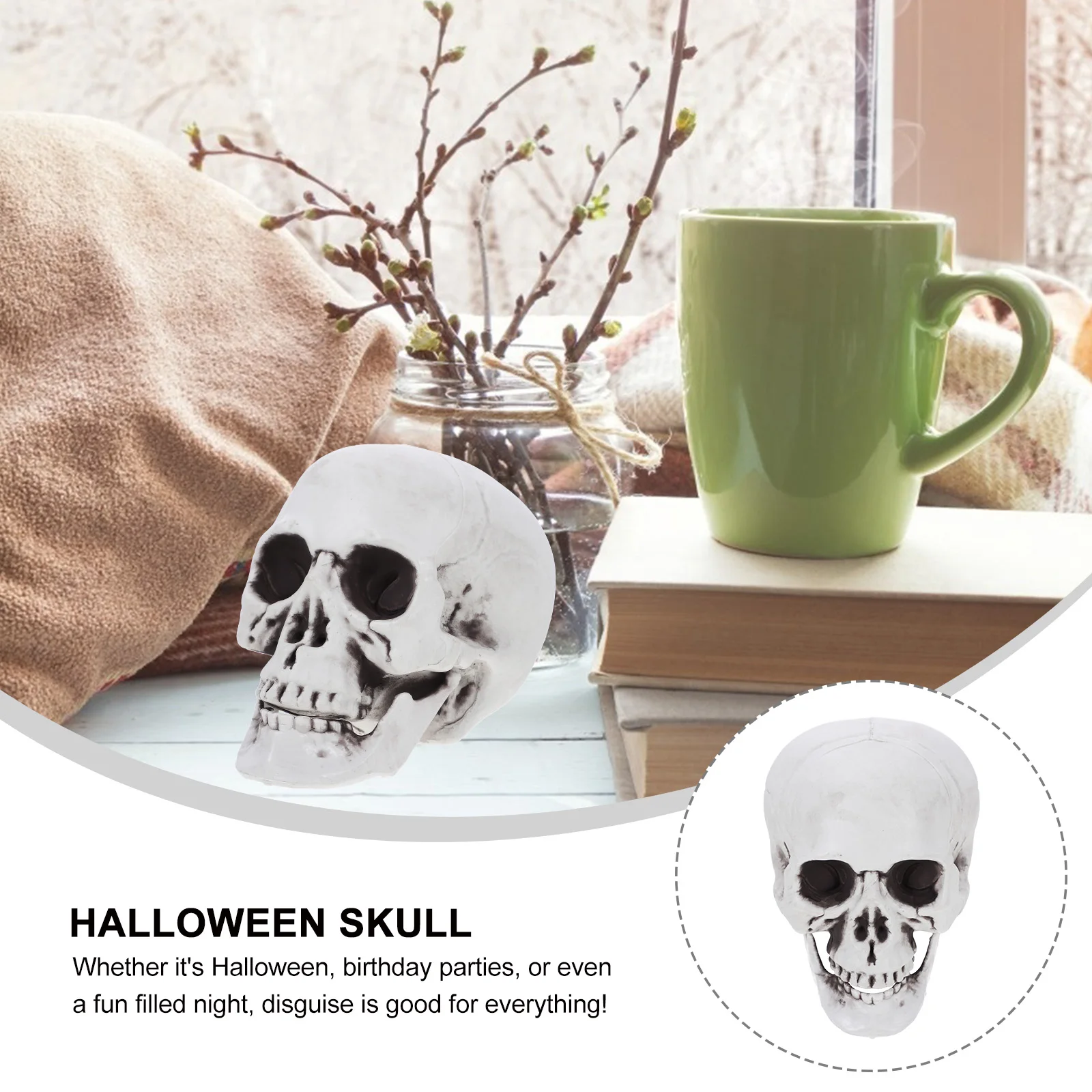 

4Pcs Durable Halloween Skull Scared Ornament Portable Wear Cosplay Props Masquerade Desktop Decoration