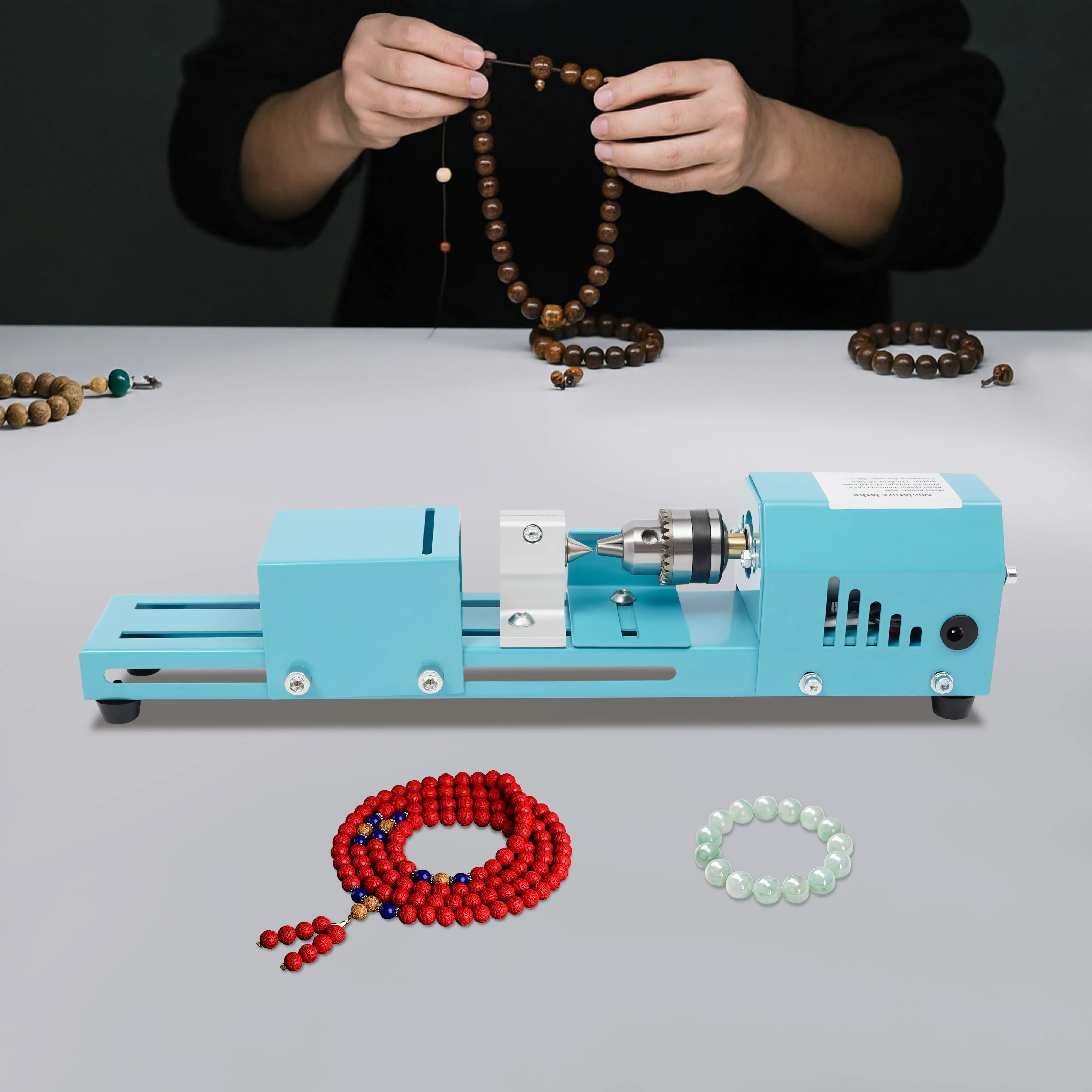 

Токарный станок, мини-станок для полировки бусин, 96 Вт, высокомощный медный двигатель, 9000 об/мин, для полировки буддийских бусин, деревообработки