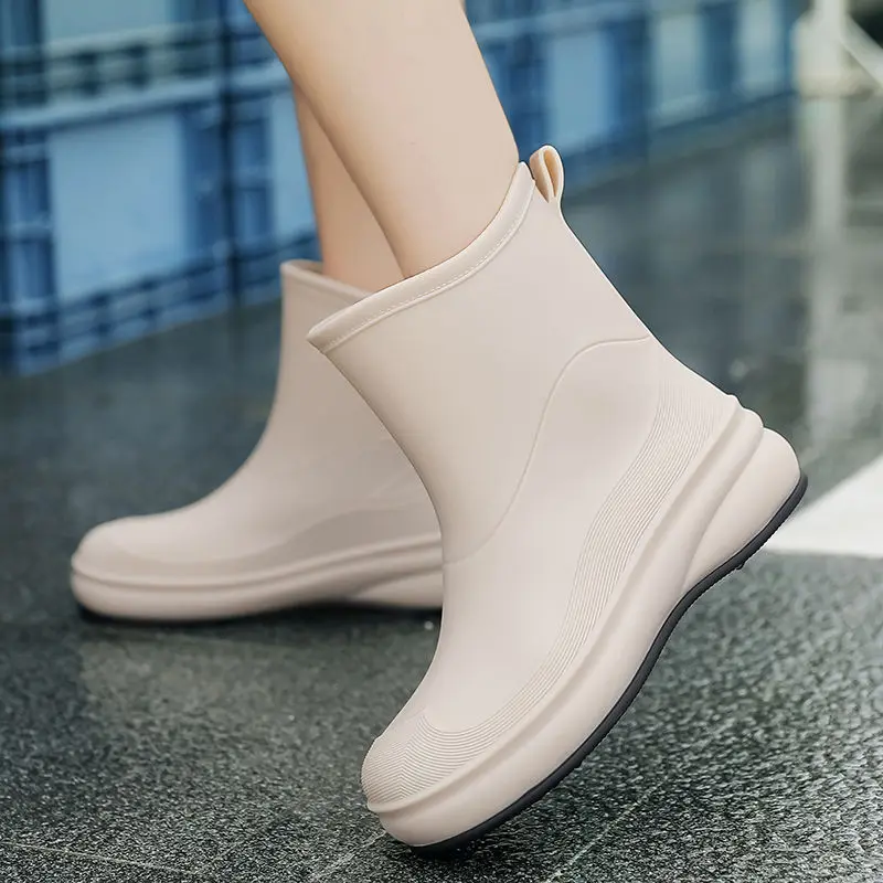 2025 New Women's Waterproof Rain Boots Mid Calf Wear Resistant Anti Slip Breathable for Car Washing Kitchen Farming