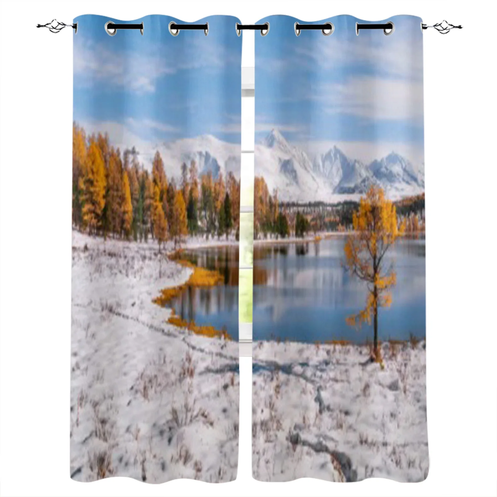 

Mix Of Autumn And Winter In The Mountains Curtains For Kitchen Bedroom Dining Room Window Curtains for Living Room Drapes