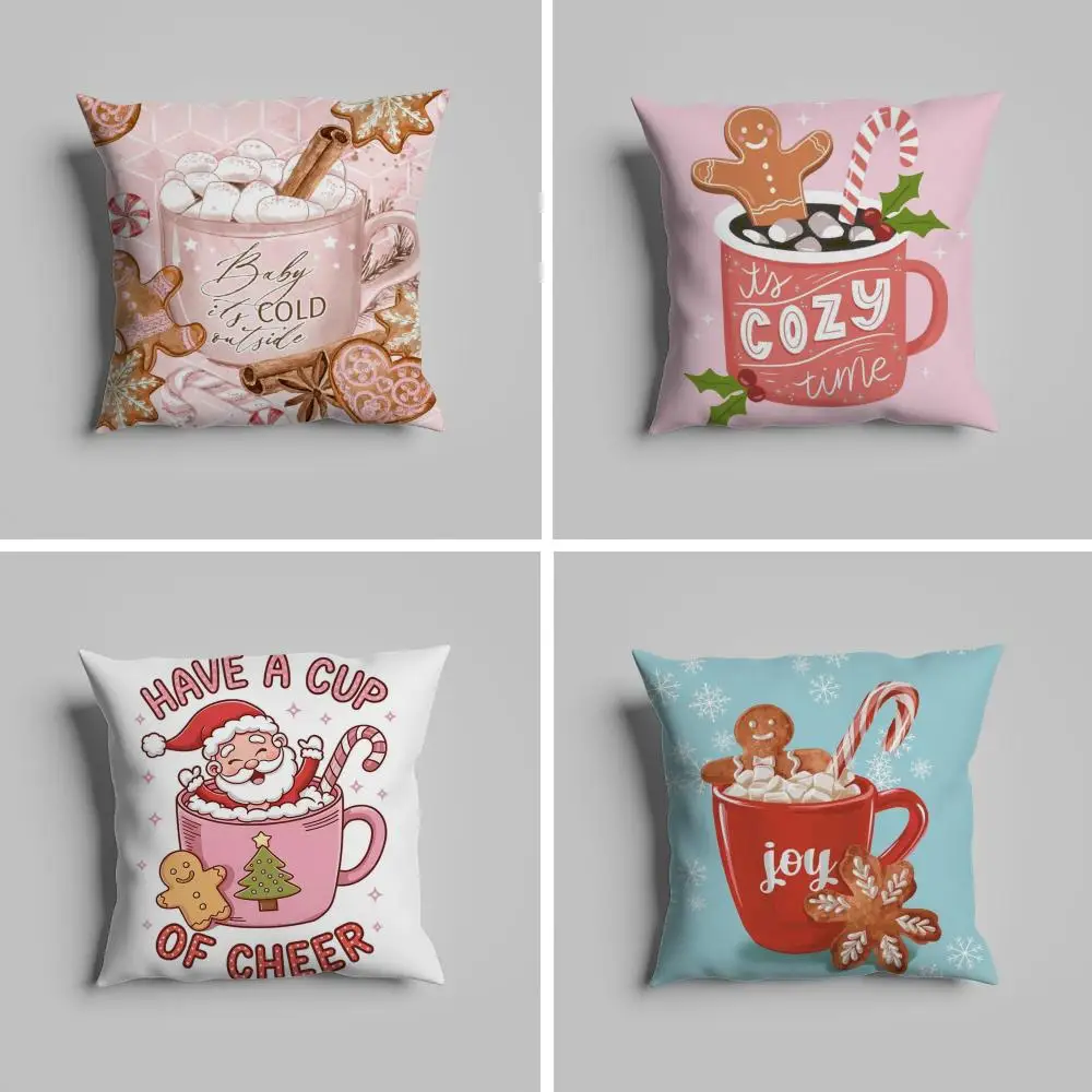 

Christmas Pink Gingerbread Pillow Case luxurious home office, sofa decorative Multi sized car seat cushions, pillowcases