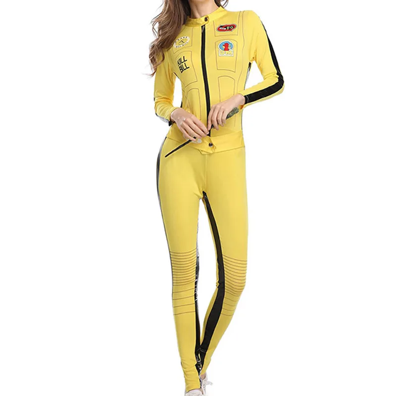 

Желтый цельный костюм на Хэллоуин, свадебный костюм Kill Bill, косплей, женская традиционная этническая сценическая одежда, летняя одежда
