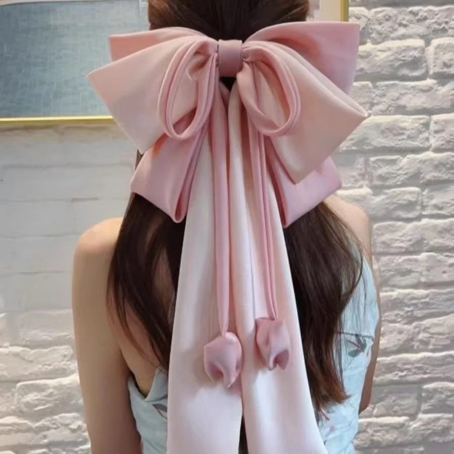 

women sweet fancy bow spring clip oversized bow streamer hair clip for girls butterfly hair claw accesorios para el cabello