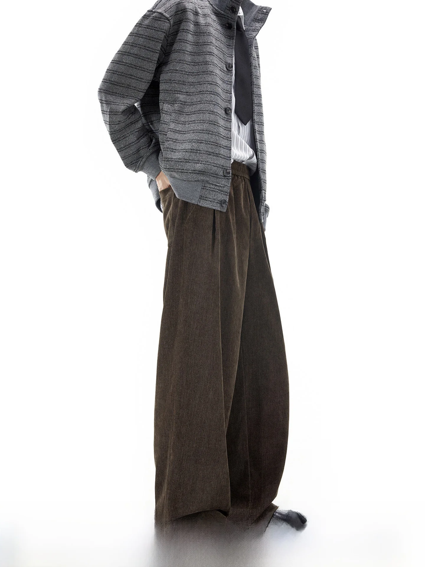 Dream Made Men's Casual Straight Leg Trousers Ruche Detail Zip Fly mid Waist Polyester Viscose Lyocell Blend Autumn Wear