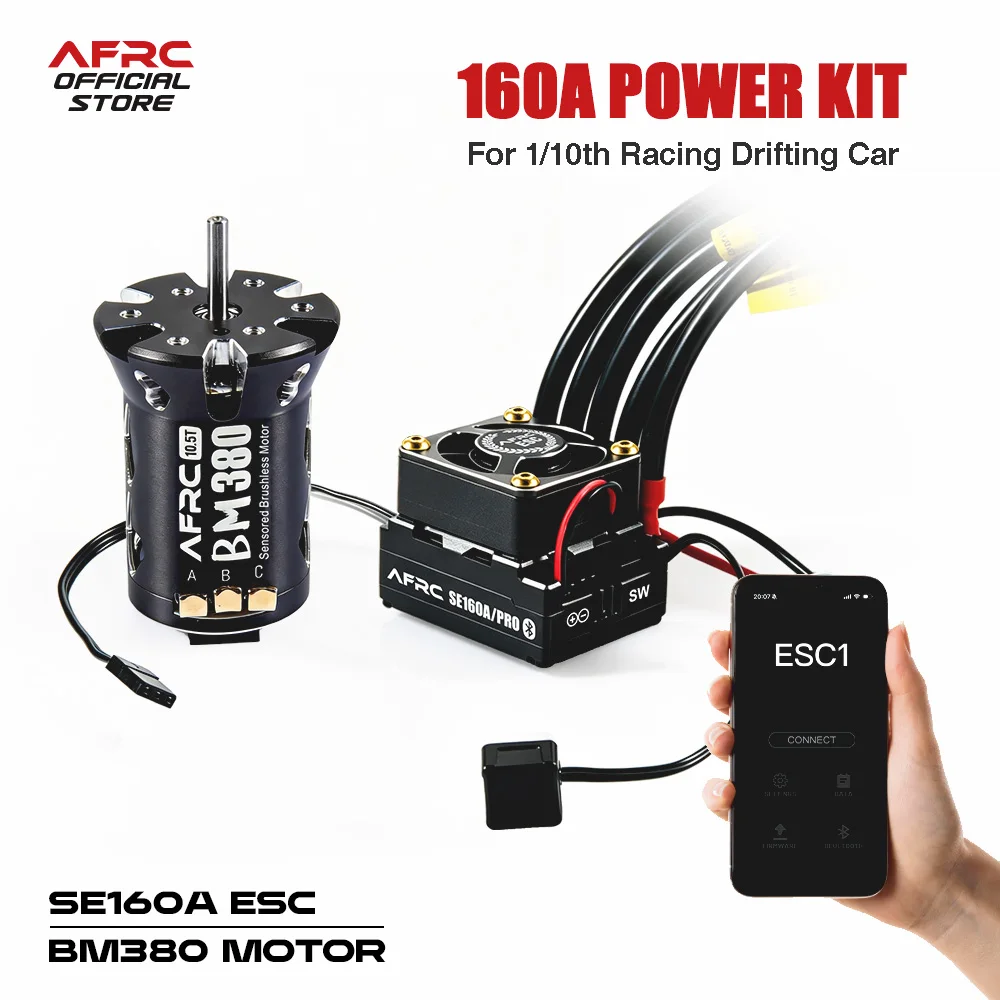 AFRC BM380-10.5T Motor/SE160A ESC Programmable Brushless Power Kit For 1/10th Racing Drifting Car Upgrade