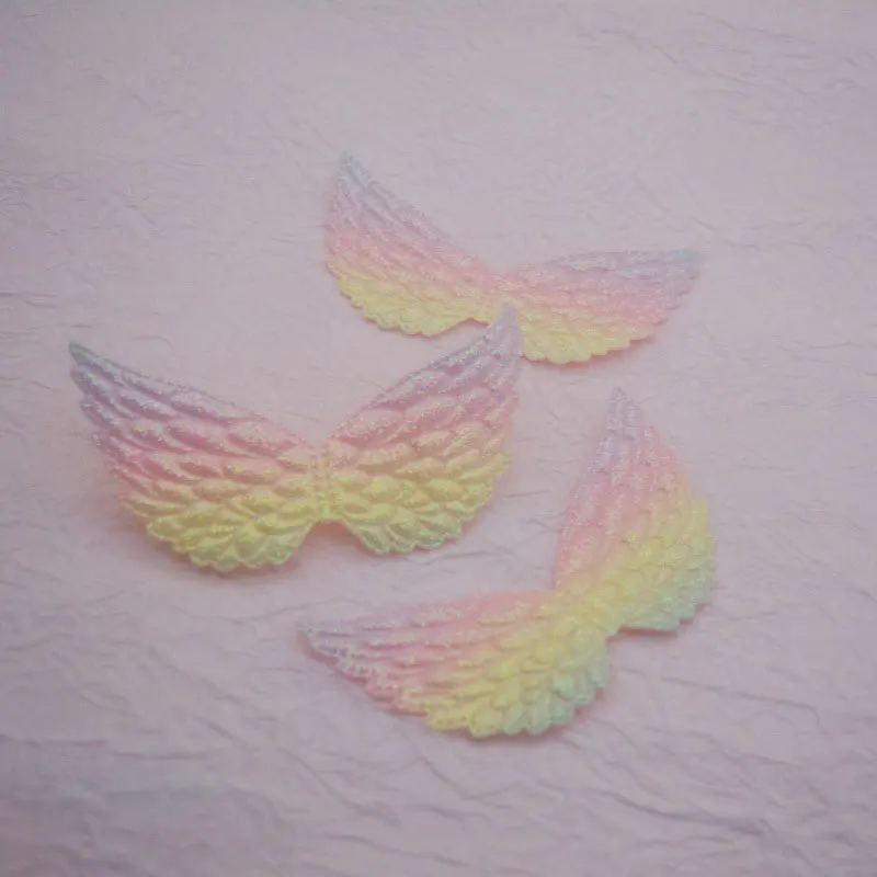 20 Stück glitzernde, glänzende, farbverlaufende, große Engelsflügel-Applikationen mit Polsterung für Haarspangen, Kleidung, Schuhe, Hüte, dekorative Accessoires, Aufnäher – Detail 10