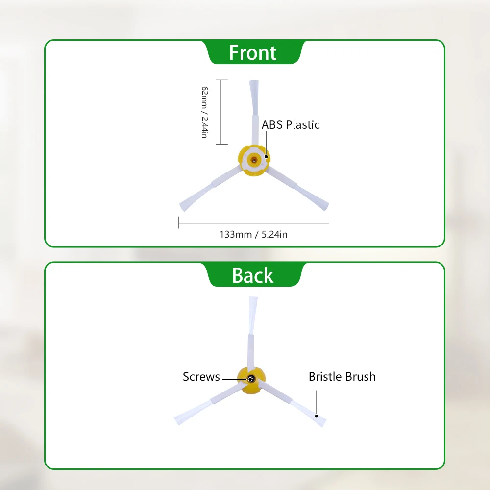 Cepillo lateral Compatible con iRobot Roomba Serie 500, 600, 700, 800, 900, 528, 560, 595, 614, 615, 690, 760, 770, 780, 860, 890