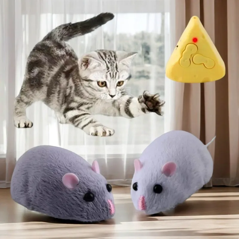 Funny Electronic Remote Control Mouse Pet Cat Toys Plush Emulation Rat for Dog Wireless RC Mice Interactive Cat Toy Pet Products