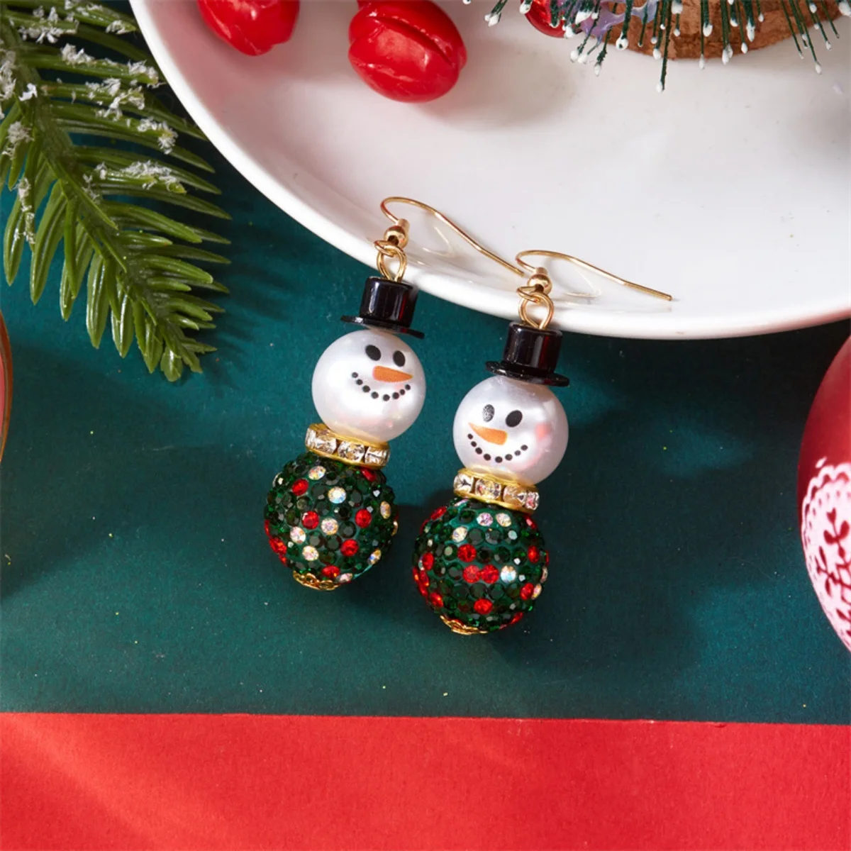 Weihnachten Ohrringe Strass Imitation Perle Ball Tragen Hut Schneemann Tropfen Ohrring Glitter Urlaub Schmuck Geschenk Für Frauen Männer