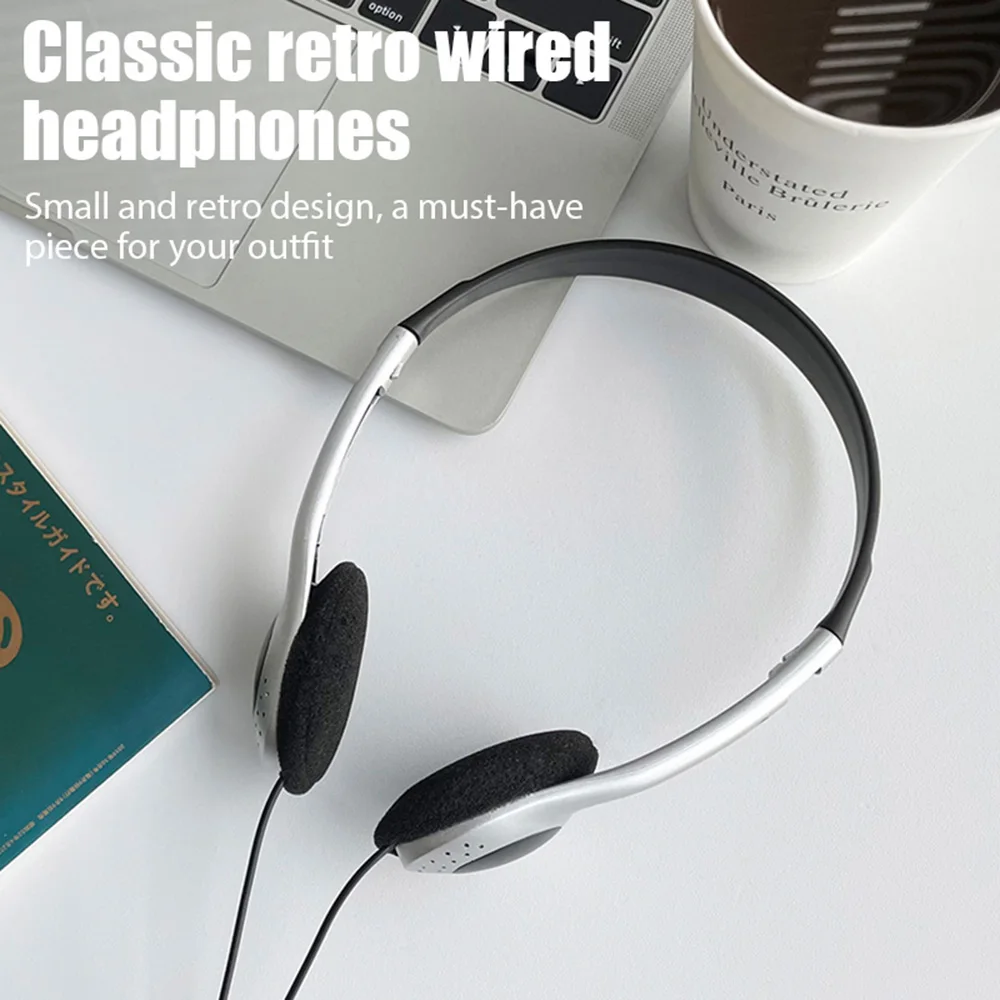 Stilvolle, tragbare, kabelgebundene Retro-Kopfhörer, 3,5-mm-Over-Ear-Sportkopfhörer, kompatibel mit Computer, Mobiltelefonen, MP3 usw.