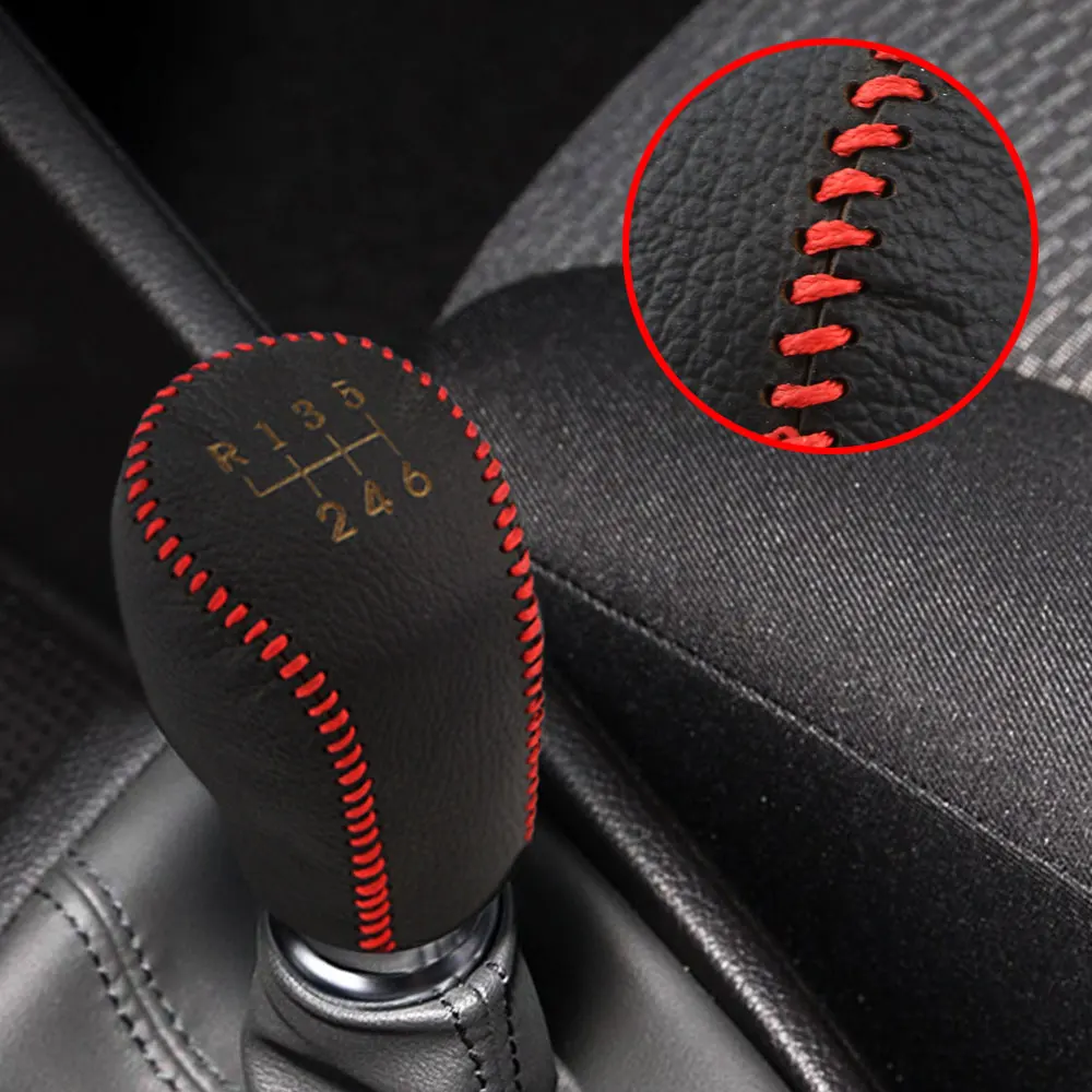 5 6 Speed Leather MT Gear Shift Knob Cover Gear Collars for Hyundai Elantra GT Accent Solaris Avante MD I30 Accessories