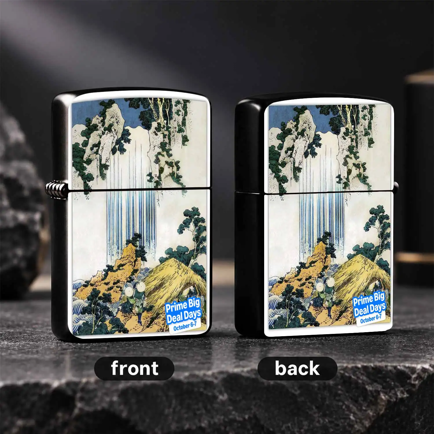 Vintage Ukiyo-E Style Lighter, Hokusai Yoro Waterfall Traditional Japanese Art Pattern Portable Ignition Device, Smooth Delicate Surface Multipurpose Tool For Daily Use Outdoor Camping Home Decor Festival A Humorous And Interesting Lighter