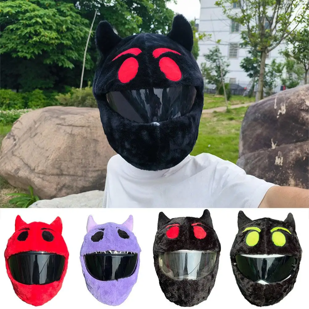 

Cartoon Plush Animal Motorcycle Full Helmet Cover Funny Accessories Fabric Motorcycle Protection Soft Q9E0