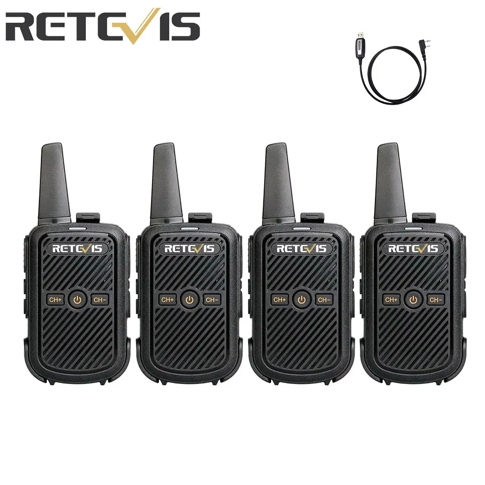 Mini Walkie Talkie Retevis RT15 Portable Two Way Radio Portable Radio Communicator Ptt Walkie-Talkies 4 PCS for Hotel Hunting