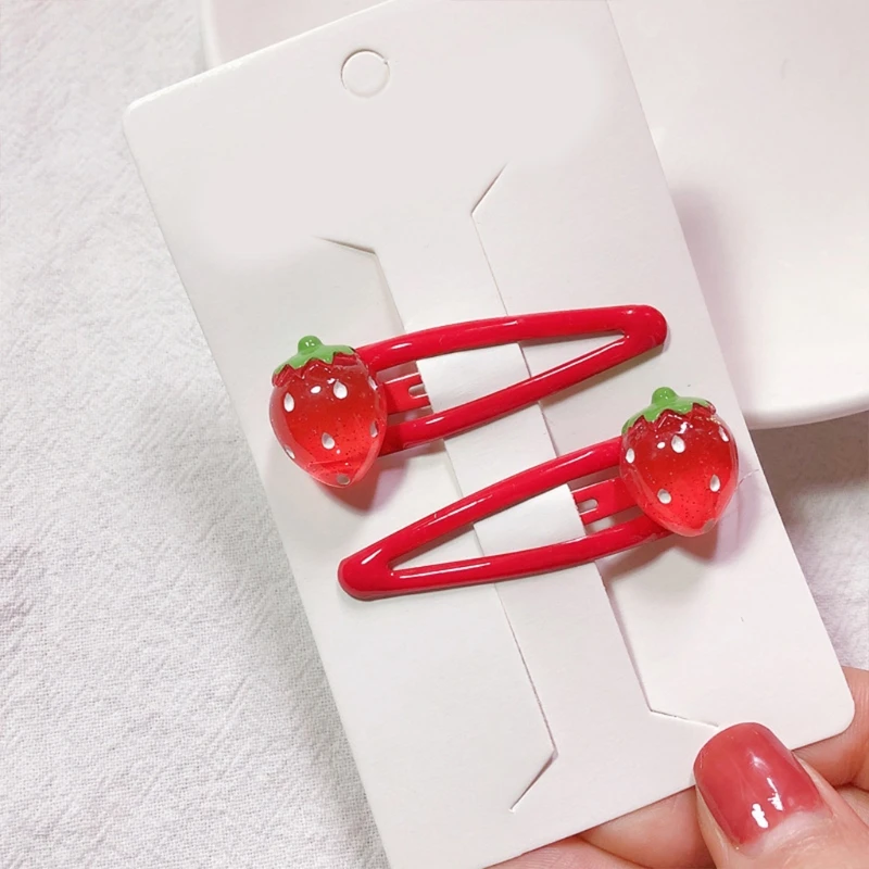 Hair Clip Cartoon 3D Strawberry Hairpin for Kids Fruit Resin Barrettes Fashion Hair Styling Accessories