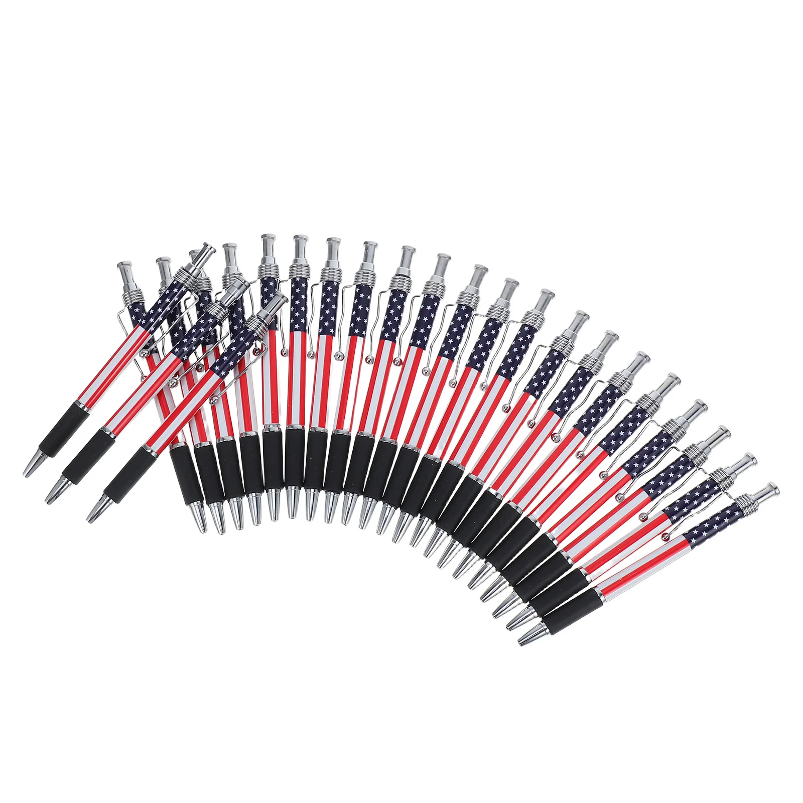 

24 шт., шариковые ручки с американским флагом, 1,0 мм, тонкий наконечник, черные чернила, выдвижные, легкие, гладкие, для школы, офиса, дома