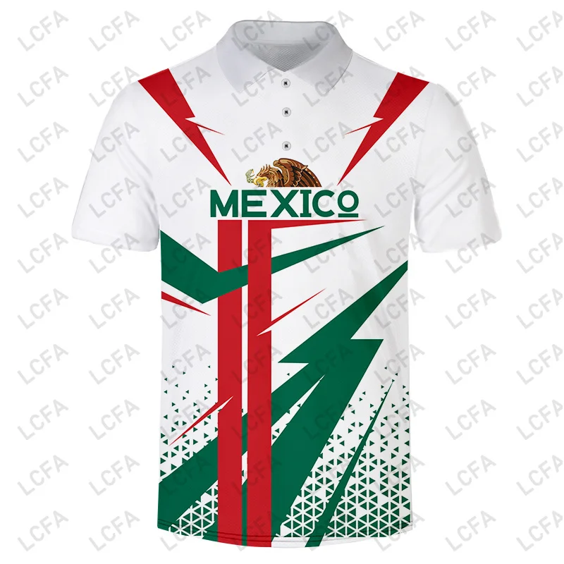 Mexico Flag Coat Arm 3D Printed Polo Shirts Turndown Collar Mens Tennis Tshirt Summer Tee Female Top Unisex Fashion Streetwear