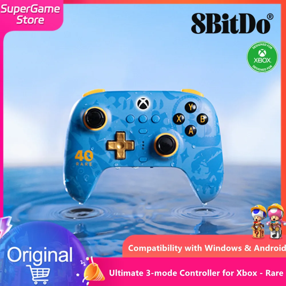 وحدة تحكم 8Bitdo Ultimate ذات 3 أوضاع نادرة إصدار الذكرى الأربعين 2.4G وحدة تحكم Xbox اللاسلكية لنظام التشغيل Windows وAndroid Xbox One،